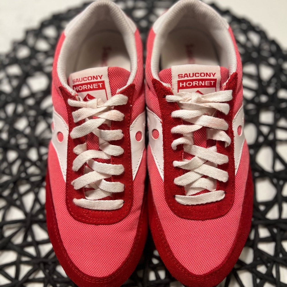Saucony Hornet Red and White Athletic Shoes